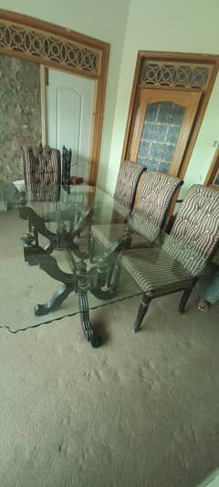 Dining table 6 chairs pure wood