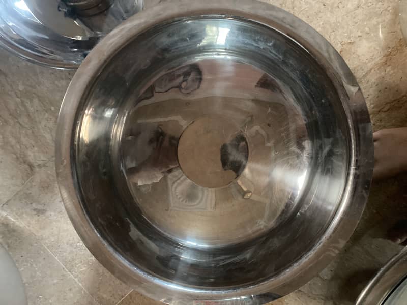 New unused pure stainless burtan shiny clean dakshay  and dhol etc 10
