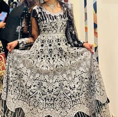 fancy party wear black n white maxi frock