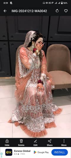 Luxury Bridal Maxi | Peach & Silver | Heavy Work | Worn Once