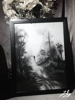 Handmade Charcoal Landscape Art – Framed & Ready to Hang