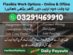 Assignment Job / Part Time Full Time Job / Job for male and female