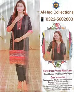 Malai Lawn 3 pieces suit for ladies/women's
