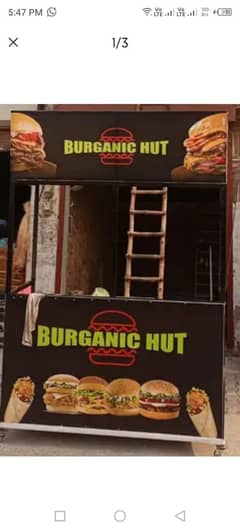 Burger and shawarma counter with fryer