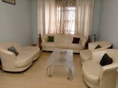 sofa set with glass table