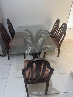 Glass Dining table with 6 chairs