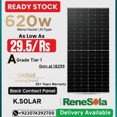 620 Watt Grade (A) Tier 1, Black Contact Cells Renesola Solar panels