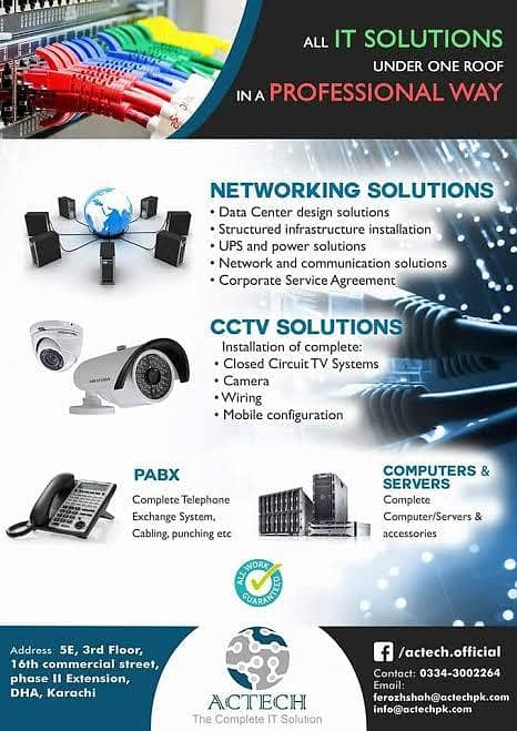 Cctv Camera, Pabx, Networking available.  Best quality with durability 5