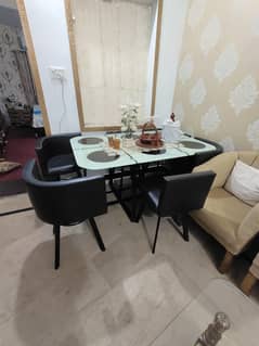 Modern Glass Top Dining Table with Iron Frame 6 seater