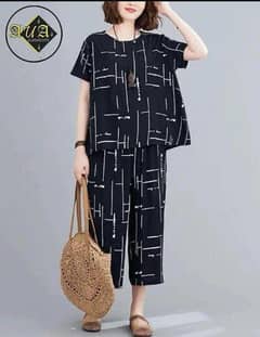 woman stitched printed night suit