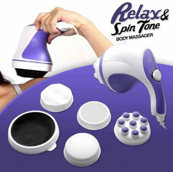 Relax and Spin Tone Massager - 5-in-1 Full Body Device for Face, Back, Neck, Legs, and More, Aids Muscle Relief, Weight Loss, and Relaxation