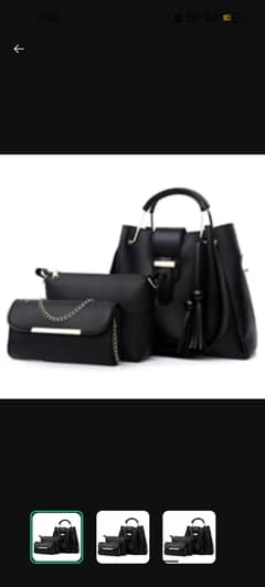 3 PCs woman,s pu leather plain handbags