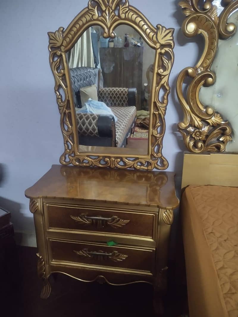 King Size Bed with 2 Chair table set and side tables. 2