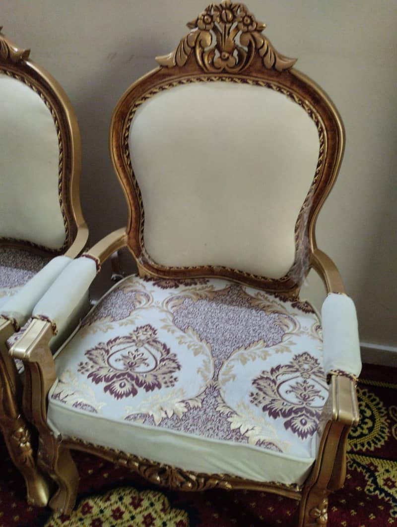 King Size Bed with 2 Chair table set and side tables. 4