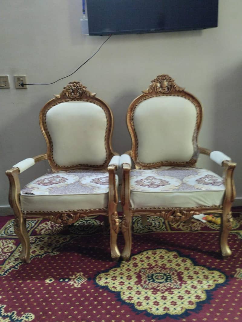 King Size Bed with 2 Chair table set and side tables. 5
