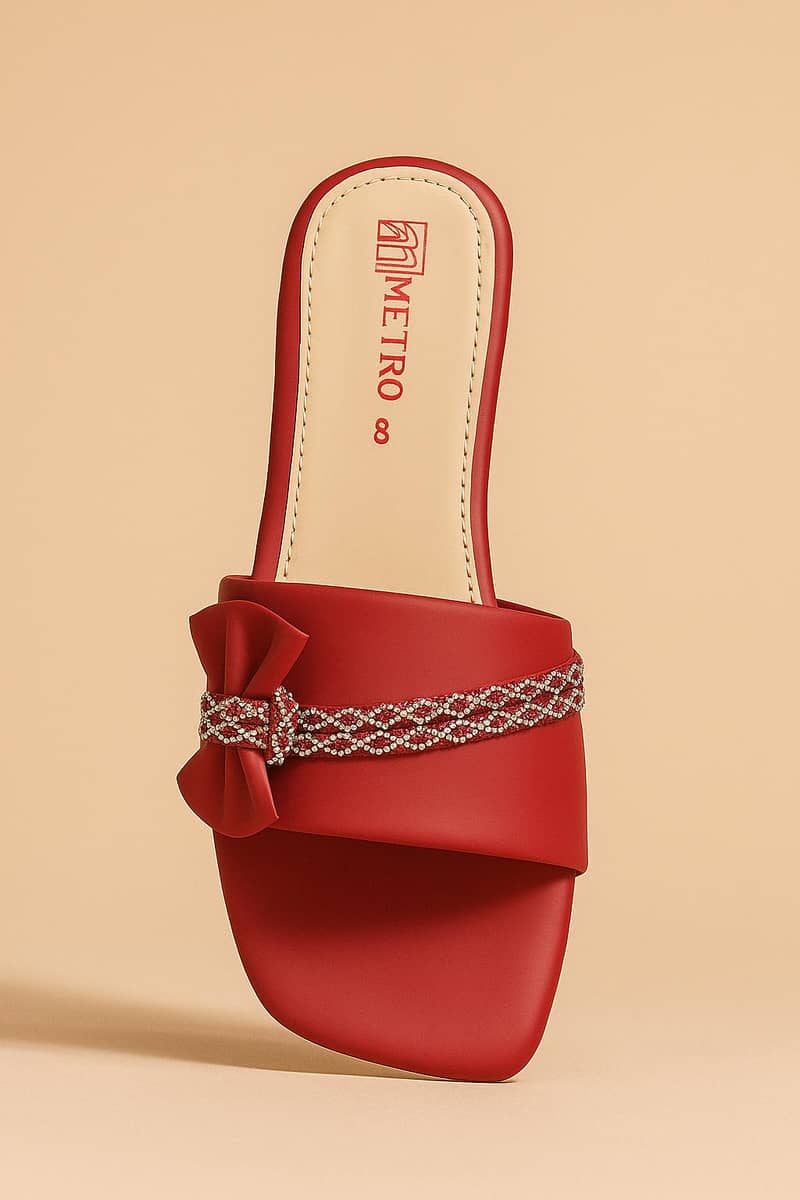 Ruby Luxe Bow Slides 1