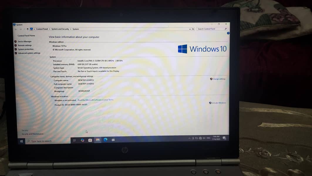 Desktop -61HDFJS.  core i5  03  02 40 59 815 0