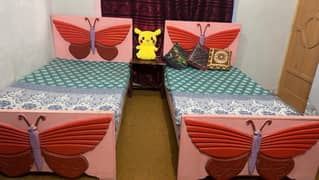 Bed Set - Two single bed with one Side Table