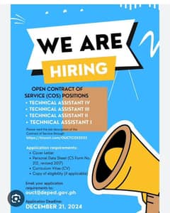 New work opportunity for males, females and students