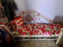 Bed, Almirah and Divider, single Sofa