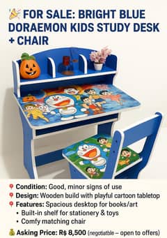  Attractive Doraemon Kids Study Table & Chair Set for Sale 