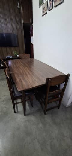 six seats wooden dining table