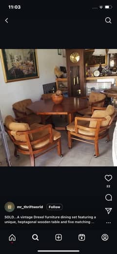 Wooden table and 6 chairs