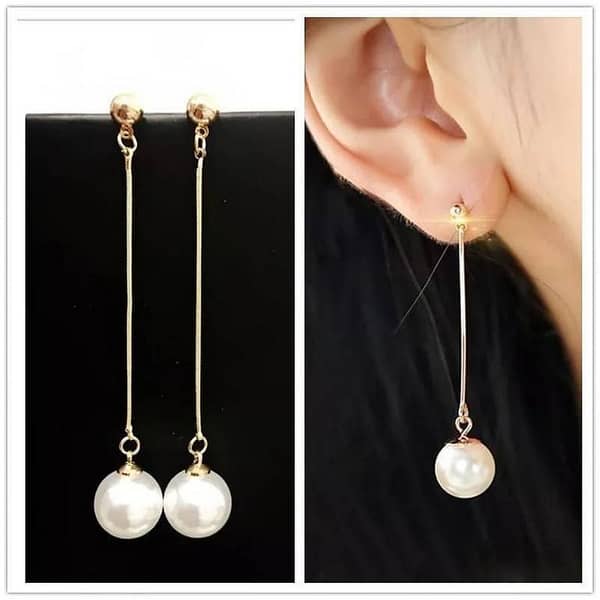 Fashion Women's Long Dangle Imitation Pearl Drop Earrings by The Jewels Gallery