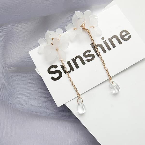 The Jewels Gallery Asymmetrical Flowers Tassel Earrings - Korean Style for Women & Girls