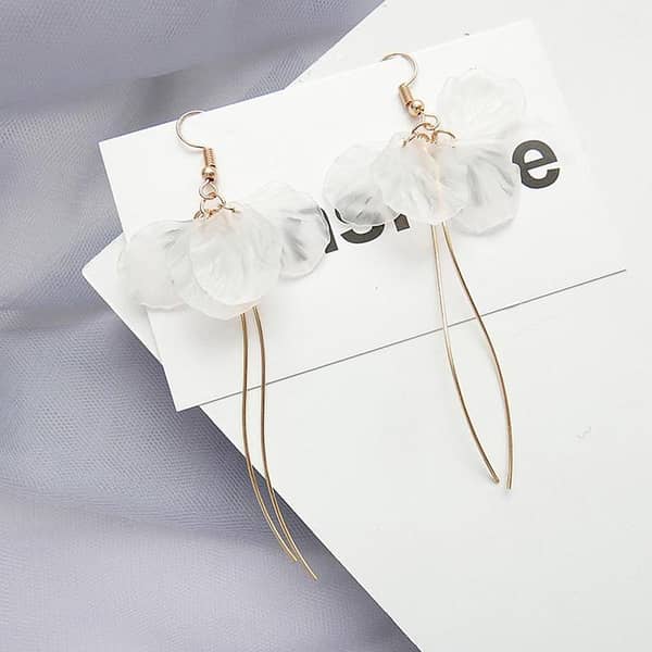 The Jewels Gallery Long Chain Korean Pearl Pendant Drop Earrings for Women and Girls