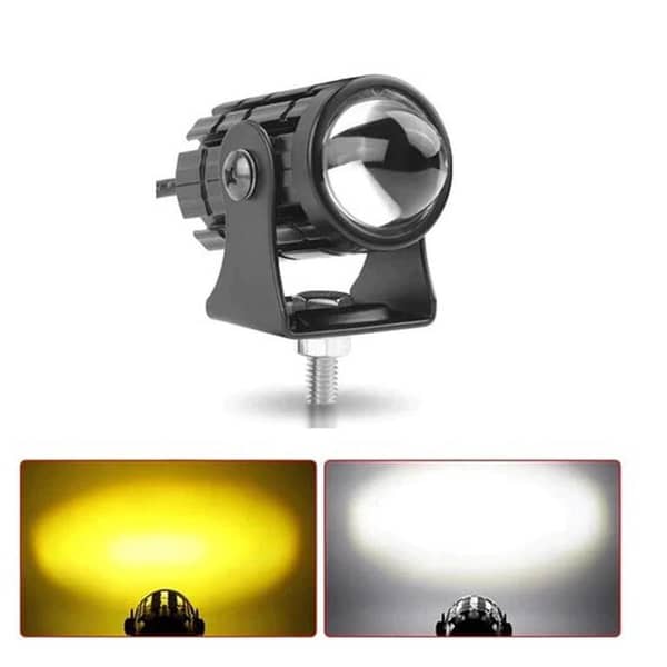 Mini Fog Lights for Driving, Motorcycle Auxiliary Spot Lights in High Low Beam White/Yellow - Single Piece