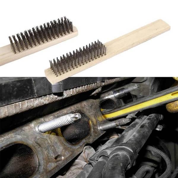 Wooden Handle Stainless Steel Wire Brush with 80mm Brush Area - Pack of 2