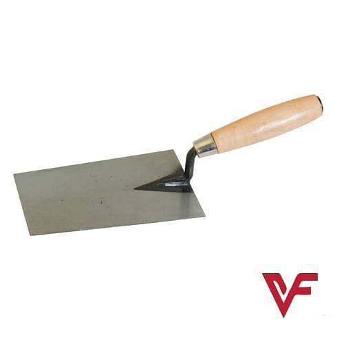 6-Inch High Carbon Steel Narrow Bucket Trowel with Wooden Handle - Square Tip Bricklaying Tool (160mm) from Turkey