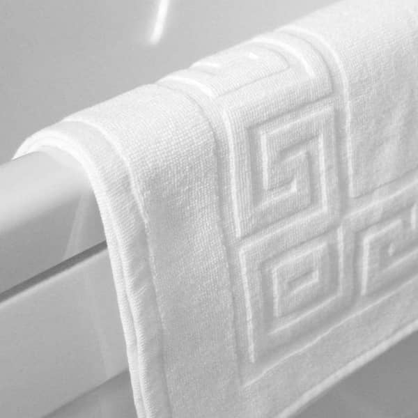 White Egyptian Cotton Greek Key Bath Mats (Pack of 2)