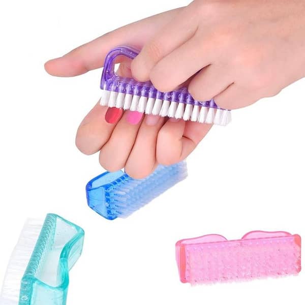 Pack of 2 Mini Fingernail Cleaning Brushes with Plastic Handle for Nail Art and Beauty