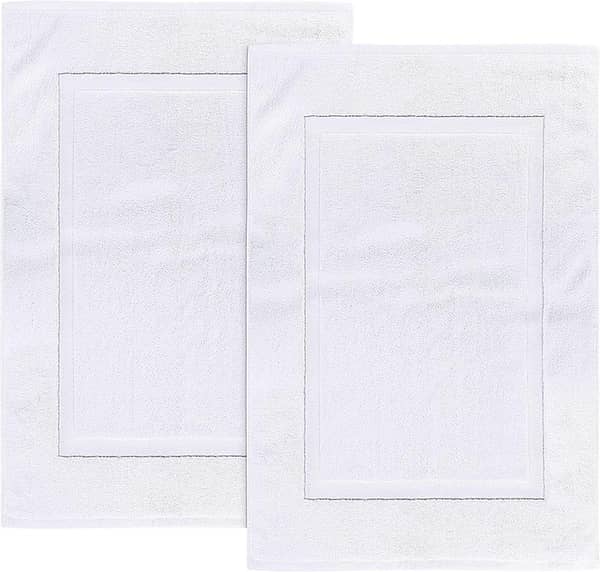 White Bath Mats - 21 x 34 Inches, 100% Ring Spun Cotton, Machine Washable and Highly Absorbent