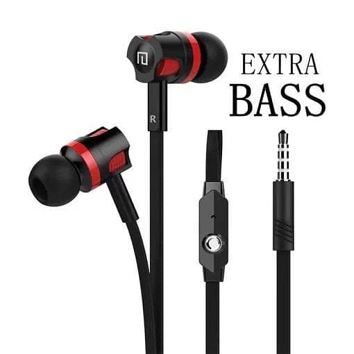 Langsdom JM26 Wired Earphones with Microphone - Black, 3.5mm Extra Bass Headphones