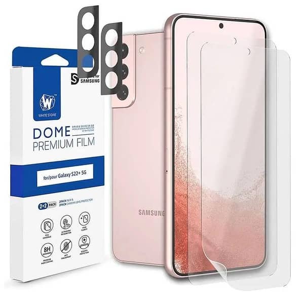 Whitestone EPU Hard Film Screen Protector with Camera Protectors for Samsung Galaxy S22 Plus – 2 Pack