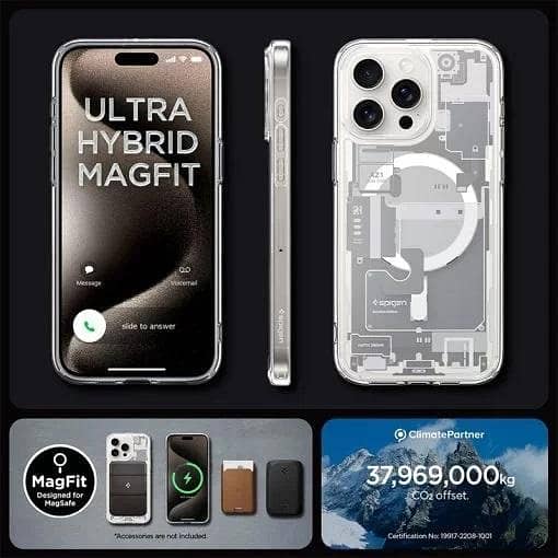 Spigen Ultra Hybrid Magfit Case for iPhone 15 Pro - Zero One White with MagSafe Compatibility