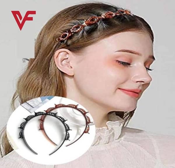 Black Double Layer Hair Twister Headband with Clips for Styling - 1 Piece