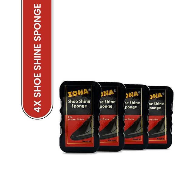 Zona Instant Shoe Shine Sponge - 4 Pack for Quick and Easy Shoe Cleaning