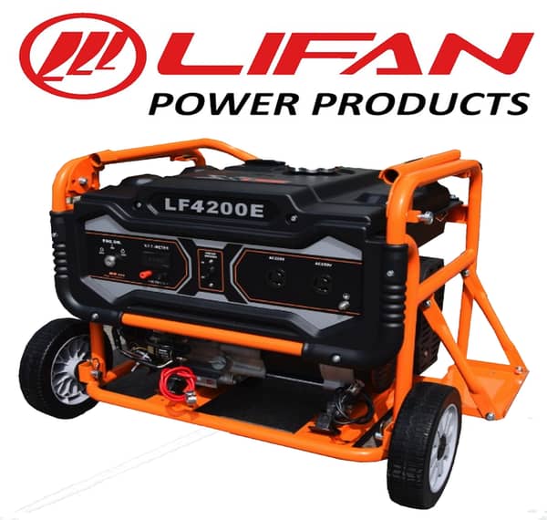 LIFAN LF5200E Generator 3.2 kW / 4 kVA - Self-Starting Petrol & Gas Powered with Battery Frame and Wheels