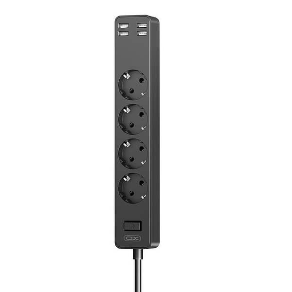 XO WL10 EU Power Strip - 2500W with 4 USB Ports and 4 Sockets, 1.8m Cord