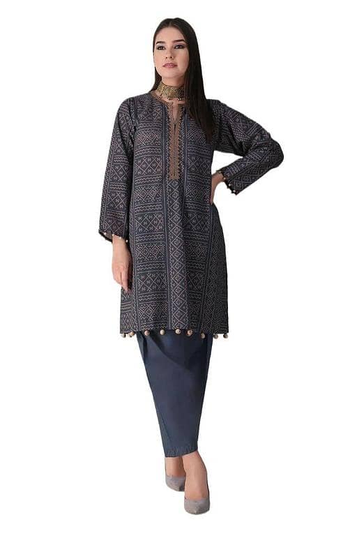 Ghazi Fabric Famza Series Unstitched Linen 2-Piece Suit for Women in Gray (FM4409-H76)
