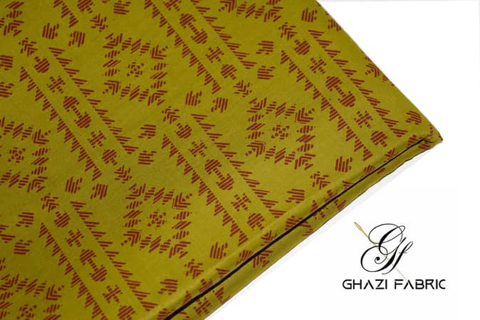 Unstitched Lawn Shirt Piece for Women in Mustarad Color - Ghazi Fabric Blue Bell Series (BB4050/1)