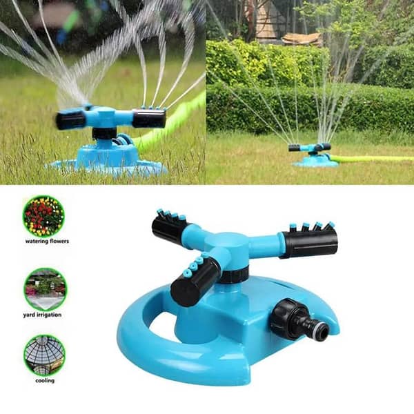 Freehawk 12-Nozzle Automatic Rotating Garden Lawn Sprinkler with Garden Pipe