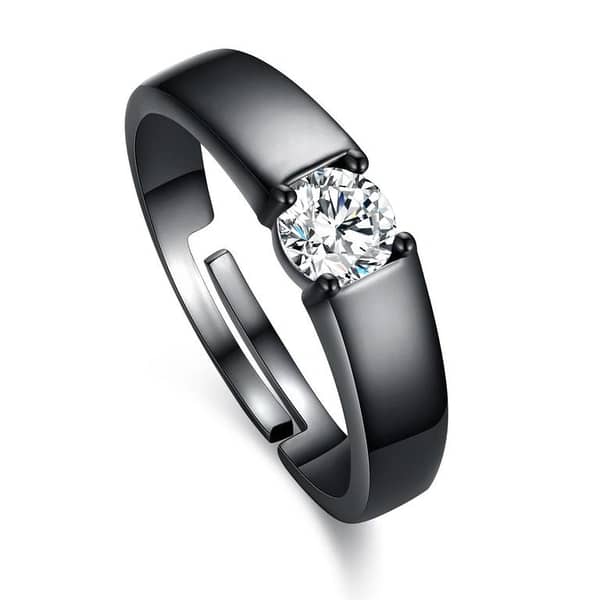 Black Adjustable Serenity Bands Ring for Unisex Use