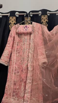 Organza shirt duppata with bag pouch handwork howa ha