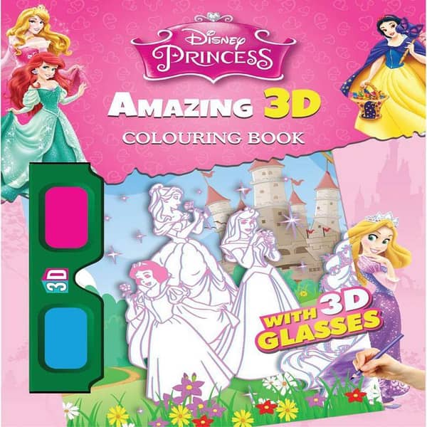 Princess 3D Colouring Book with Glasses