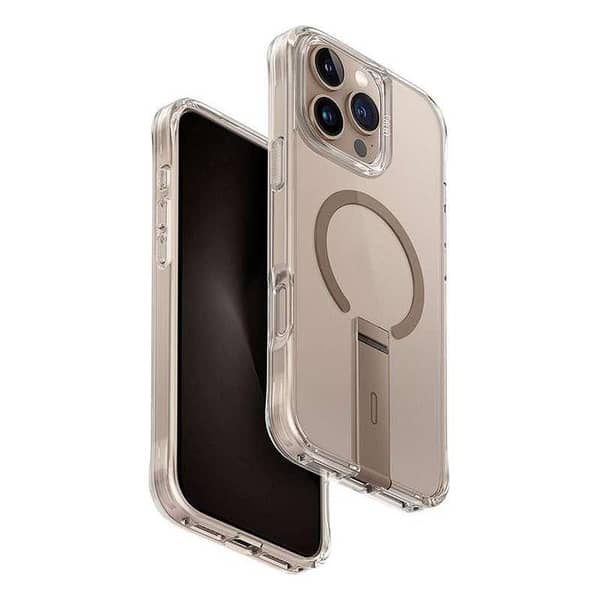 UNIQ Eleva Phone Case with Vertical Stand for iPhone 16 Pro - Gold with MagSafe/MagClik Compatibility